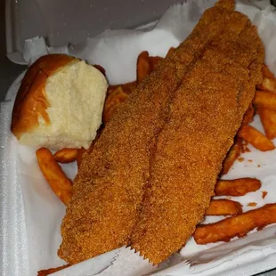 Catfish and the remaining fries