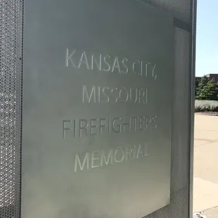 Kansas City firefighters memorial fountain plaque
