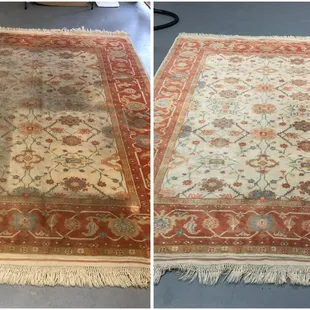 Before and after washing this modern Pakistani wool rug.