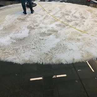 Washing a custom-made 15' round Flokati rug!