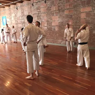 Getting ready for practice.