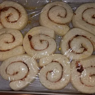 Cinnamon Buns after 10 hours of rising