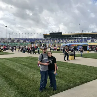 On the infield before the race