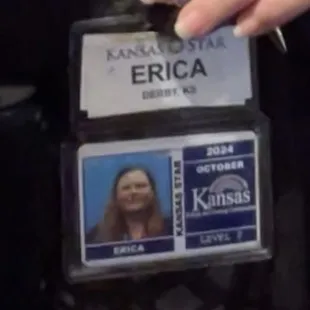Her name badge