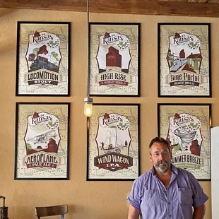 Owner Brad Portenier and his brew labels!