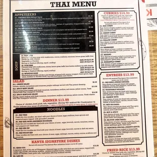 Thai Menu