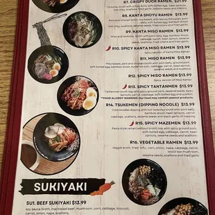 Menu: Ramen &amp; Sukiyaki