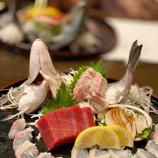 a close up of a plate of sushi