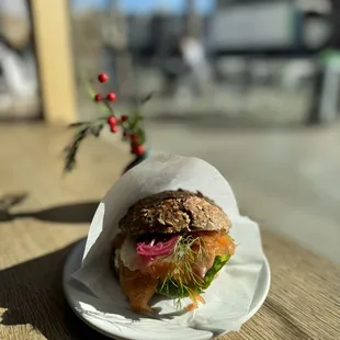 Smoked salmon sandwich
