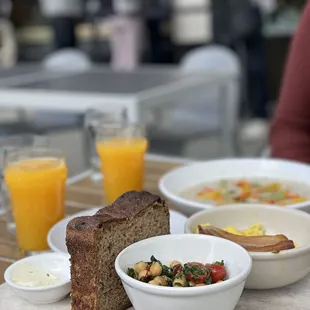 brunch board, orange juice