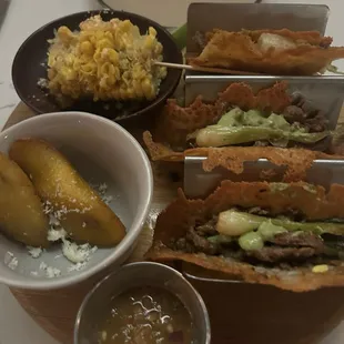 Lorenzo taco with Mexican corn and plantains