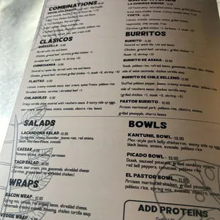 menu