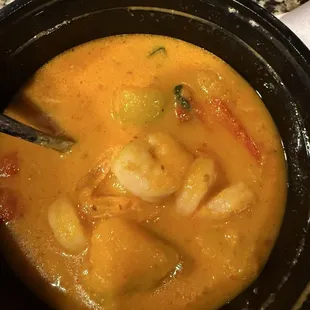 Pumpkin curry with shrimp