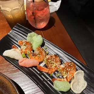 Tiger shrimps and shrimp flavor chips