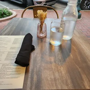 a table with a menu on it