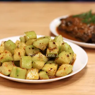 Cold Cucumber Salad ($7.50) w garlic-chili oil dressing. Good/fine but nothing notable.