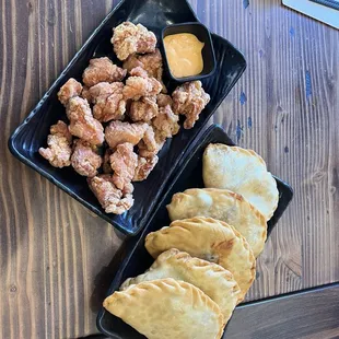 Chicken karaage and Mongolian fried dumplings