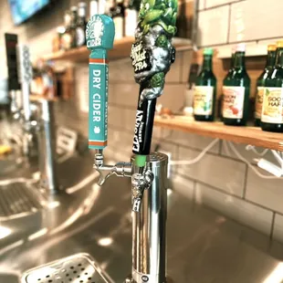 a beer being poured