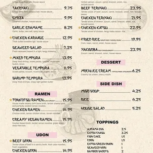 menu