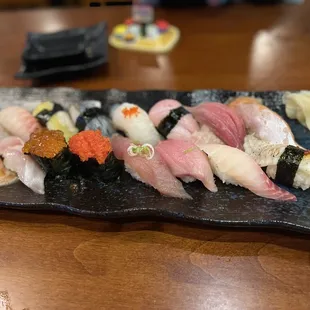 a plate of sushi on a table