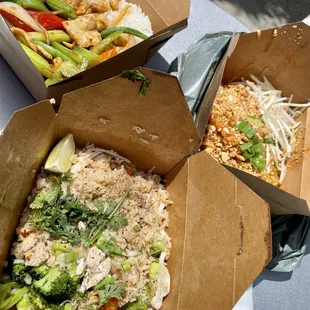 three take out boxes