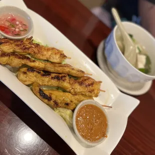 Chicken Satay and Tofu Seaweed Soup
