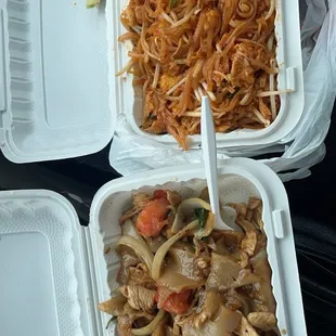 Left: Drunken Noodles  Right: Pad Thai