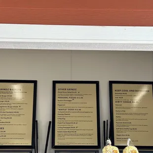 menus on the wall