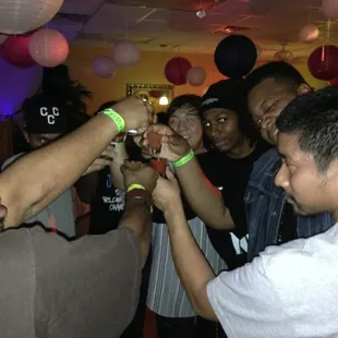 Good Times - Night Club. The fellas drinking rainbow shots
