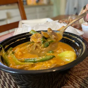 Beef Kare-Kare with tripe.  The tripe is ok but was expecting the honeycomb variety so you can save some money by omitting it.
