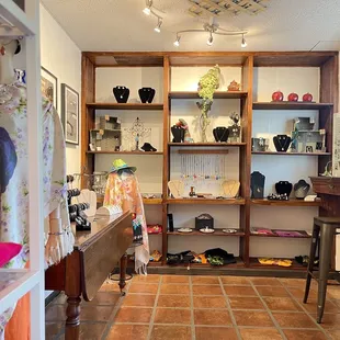 a woman's face in a shop