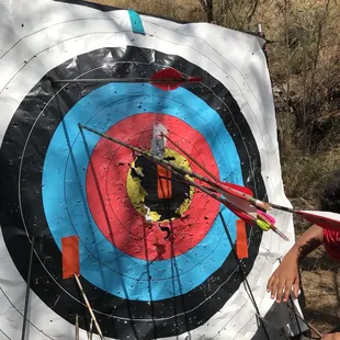 My first bulls eye on the orange tape.