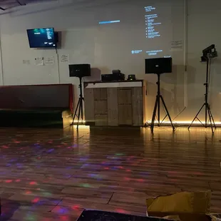 a stage set up for a party