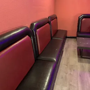 a row of seats in a waiting room