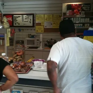 a man and a woman at the counter