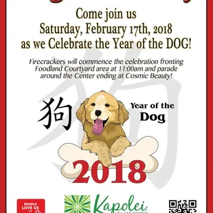 Come and Join us to bring in the year of the Dog.