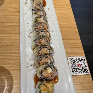 a sushi roll on a plate