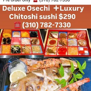 Traditional Osèchi Japanese New Year food can be ordered for pre-order pick up by their store phone.