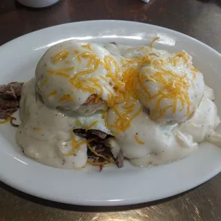 Smothered Steak Biscuits