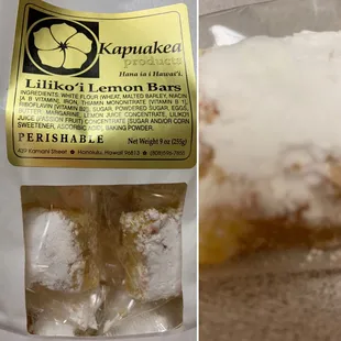 a bag of lemon bars