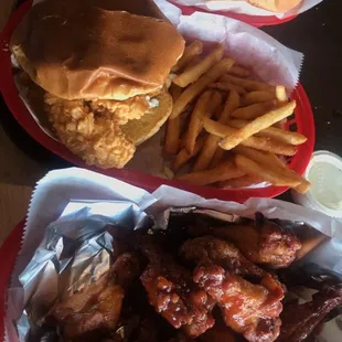 Philly Cheese Sandwich, bbq wings, zinger burger