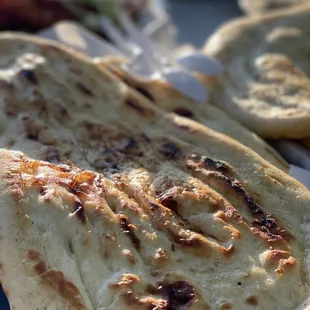 a close up of a flatbread