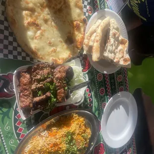 Cheese Naan.. Beef Biryani.. Karachi BBQ Beef Platter