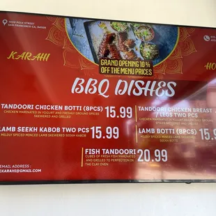 Menu items