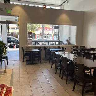 Looking out from the counter in front of the open kitchen where you can see this amazing cook prepare everything!