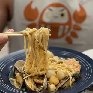 Seafood Pasta. Great for sharing!