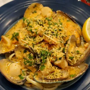 Seafood pasta for $20