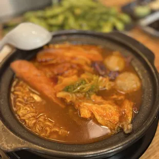 Beef Kimchee noodles. Level of spicy is listed between 1-7. I&apos;ve chose 4 but will definitely ask for more spicy next time around.