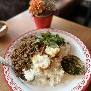 Spicy Basil with Rice and Eggs!