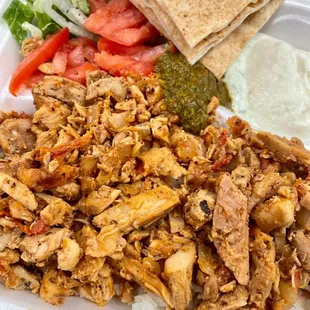 Close up of the Chicken Shawarma plate
